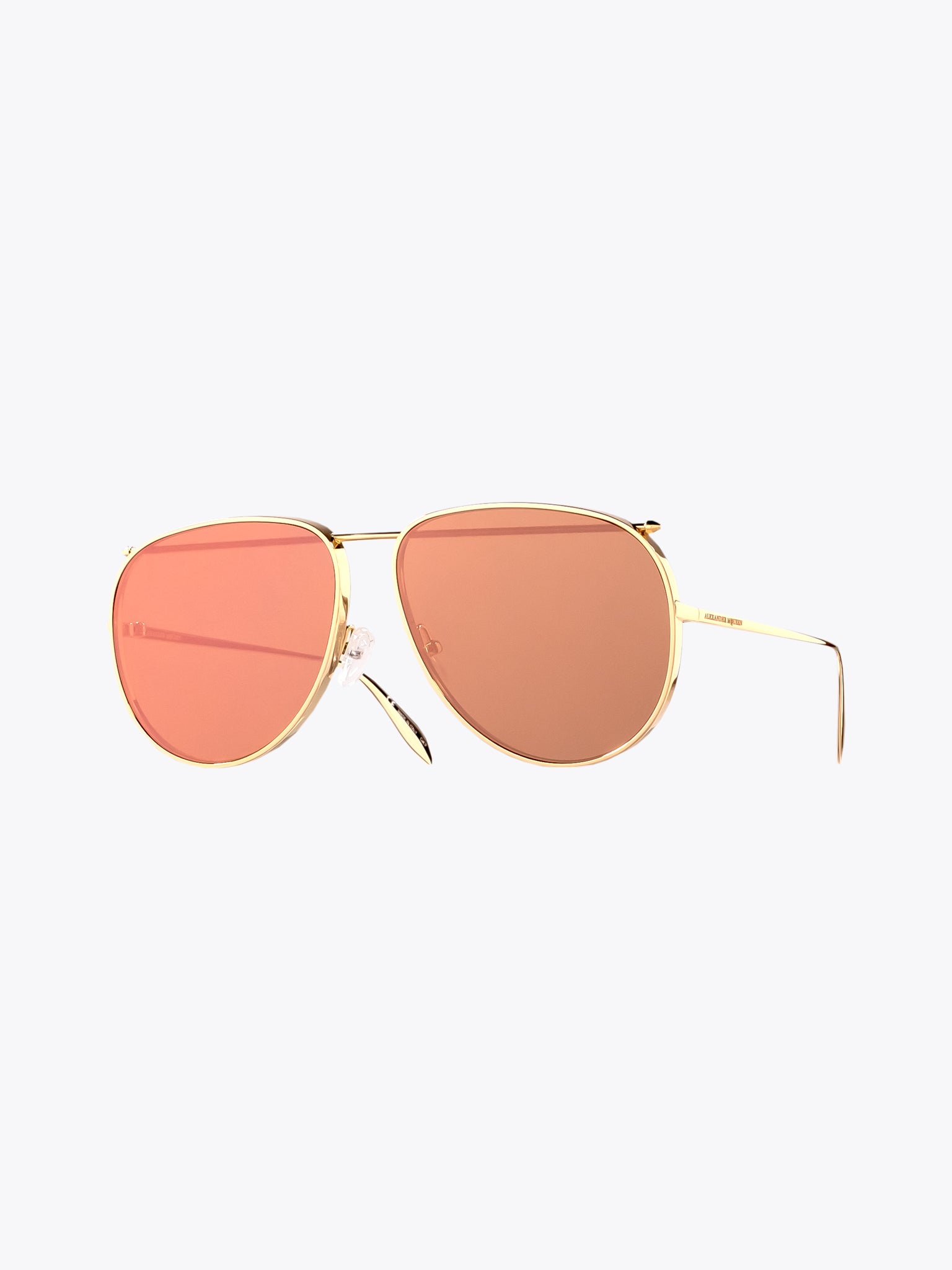 ALEXANDER McQUEEN Gold Piercing Aviator Sunglasses - APODEP.com