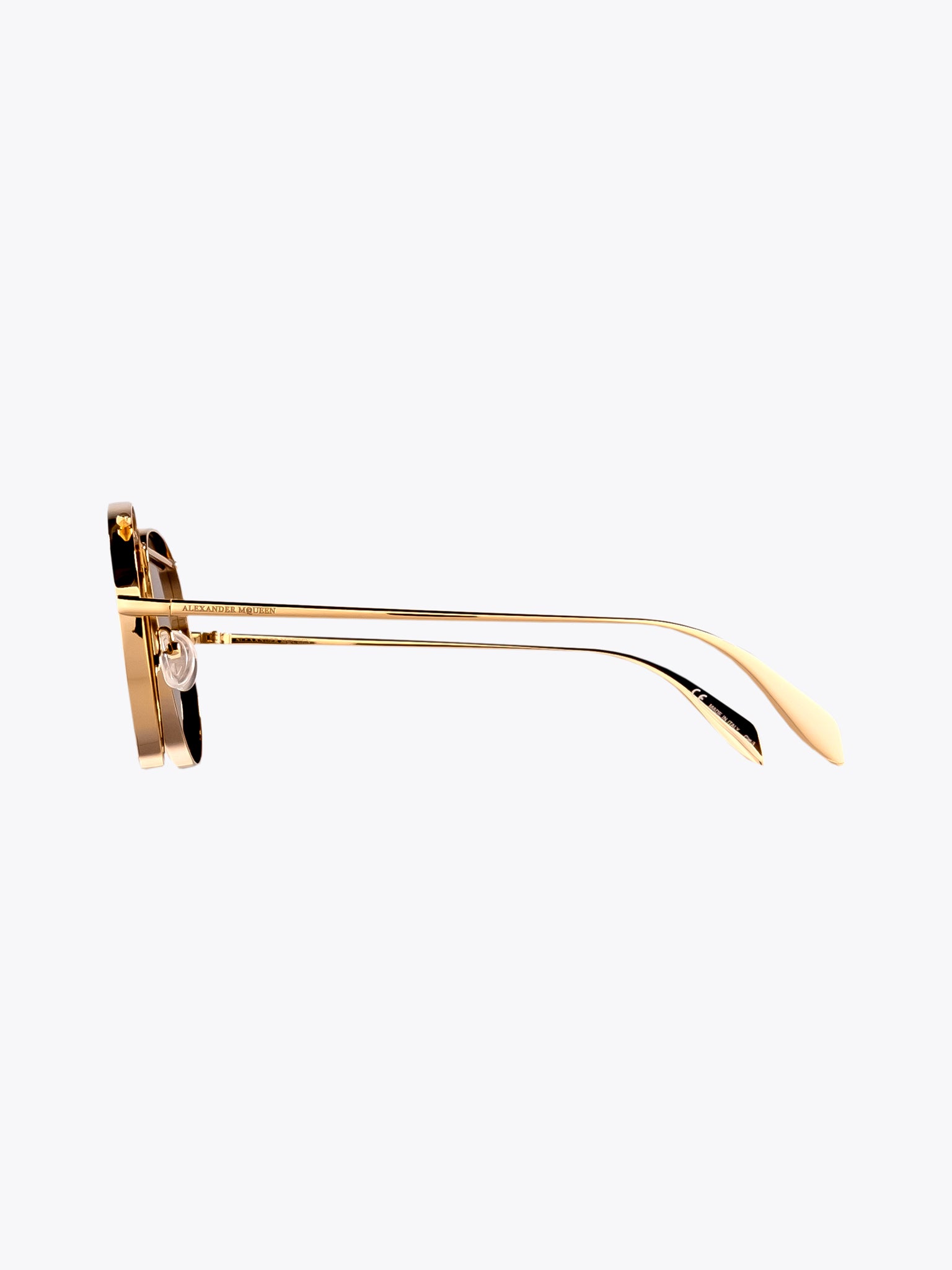 ALEXANDER McQUEEN Gold Piercing Aviator Sunglasses - APODEP.com