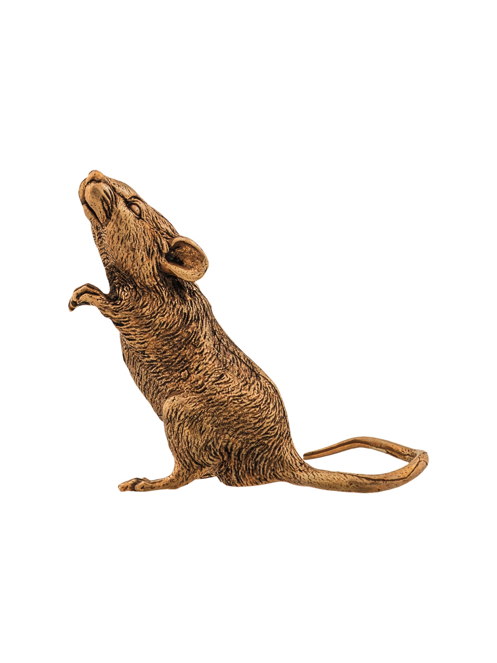 Goti Lucky Mouse Figurine Brass Side View