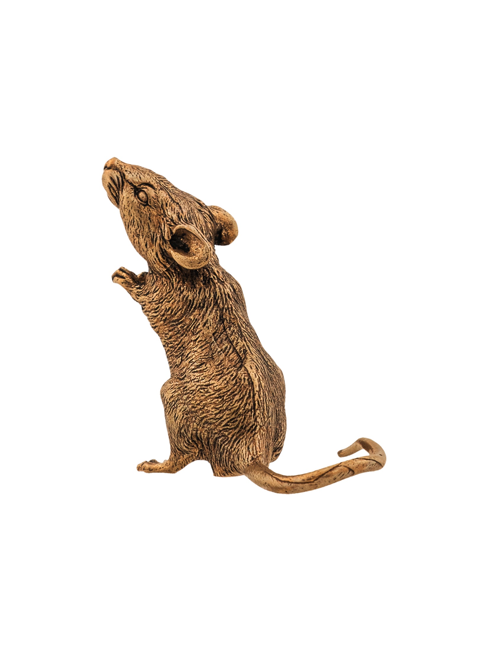 Goti Lucky Mouse Figurine Brass Three-quarter Back View