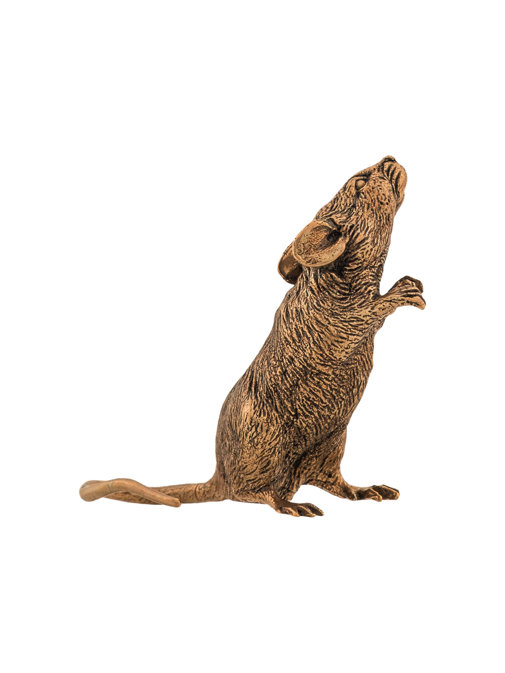 Goti Lucky Mouse Figurine Brass Side Right View