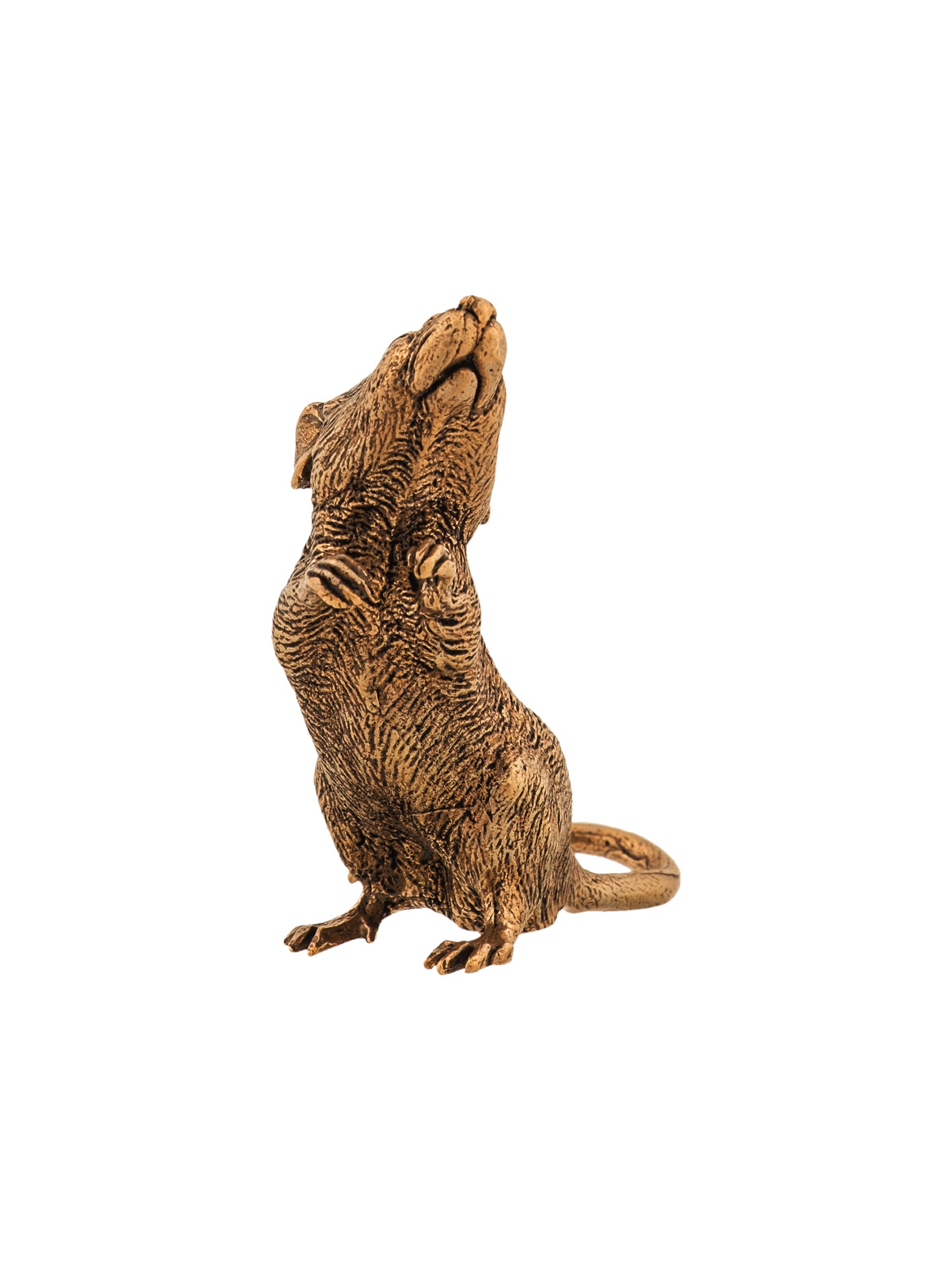 Goti Lucky Mouse Figurine Brass Front View