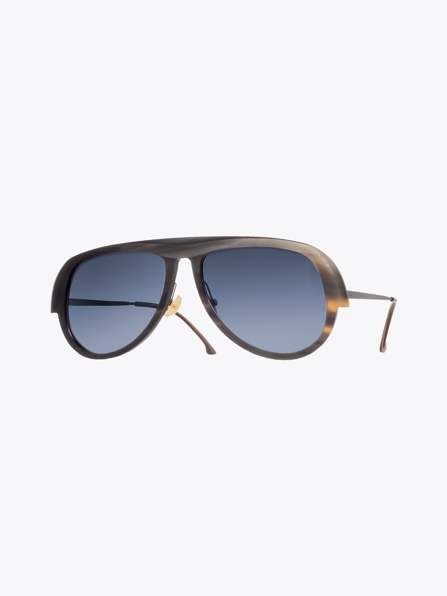 Rigards Genuine Horn Black/White Sunglasses (RG0099)—Three-quarter View