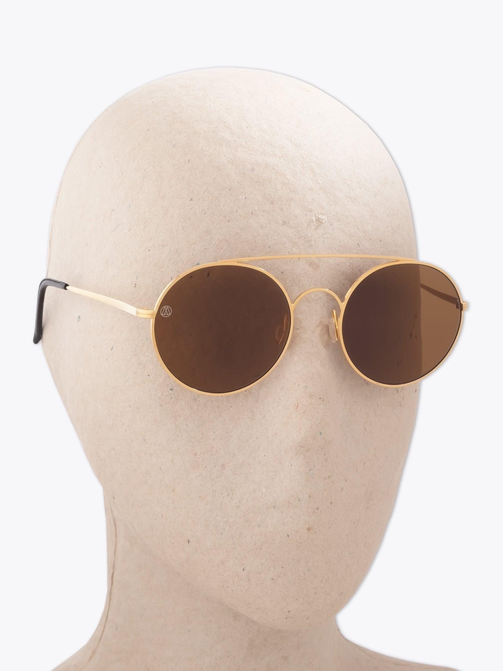 8000 Eyewear 8M6 14K Gold Round Sunglasses