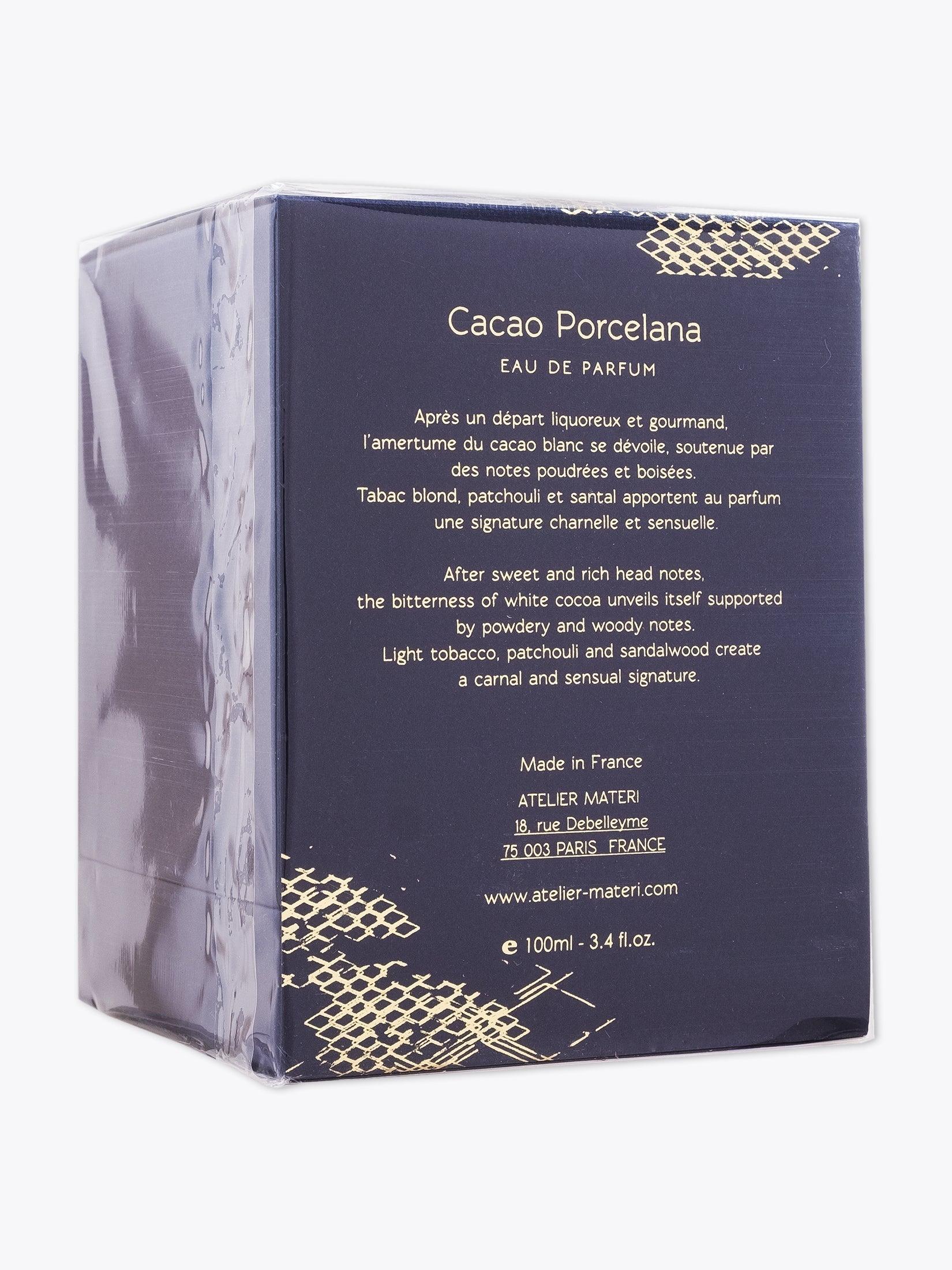 ATELIER MATERI Cacao Porcelana Perfume packaging back view