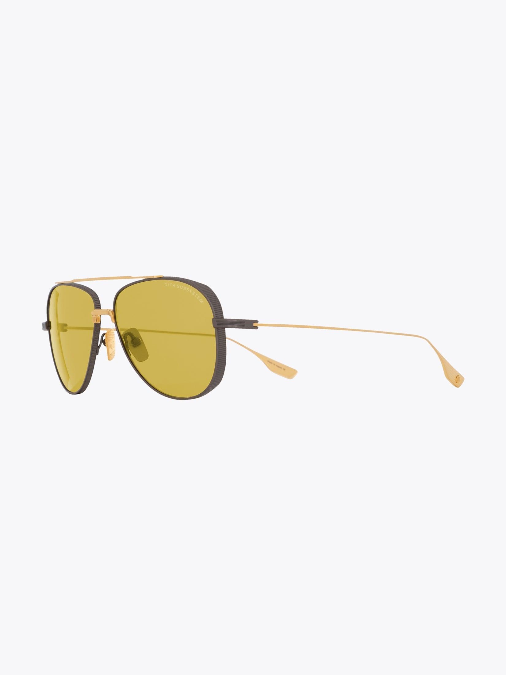 Dita Subsystem Black Iron/Gold Sunglasses (DTS 141) — Three-quarter Front View