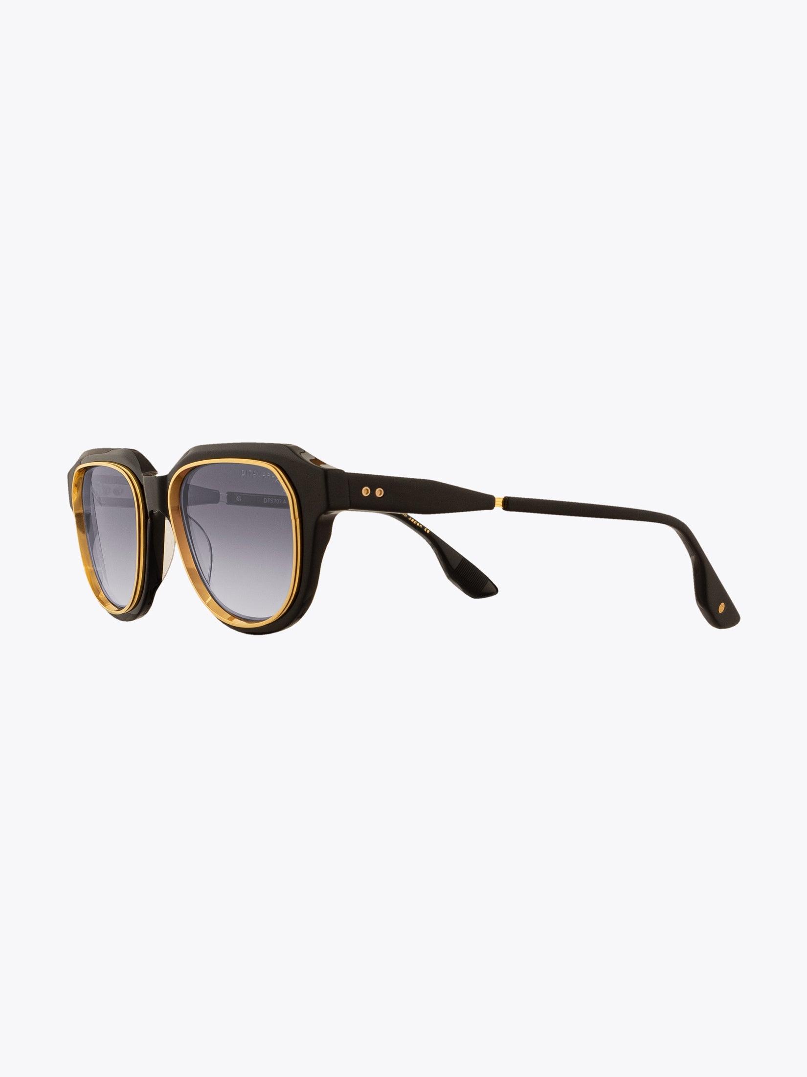 Dita Varkatope Black/Gold Sunglasses (DTS 707) — Three-quarter View Without Bifocals