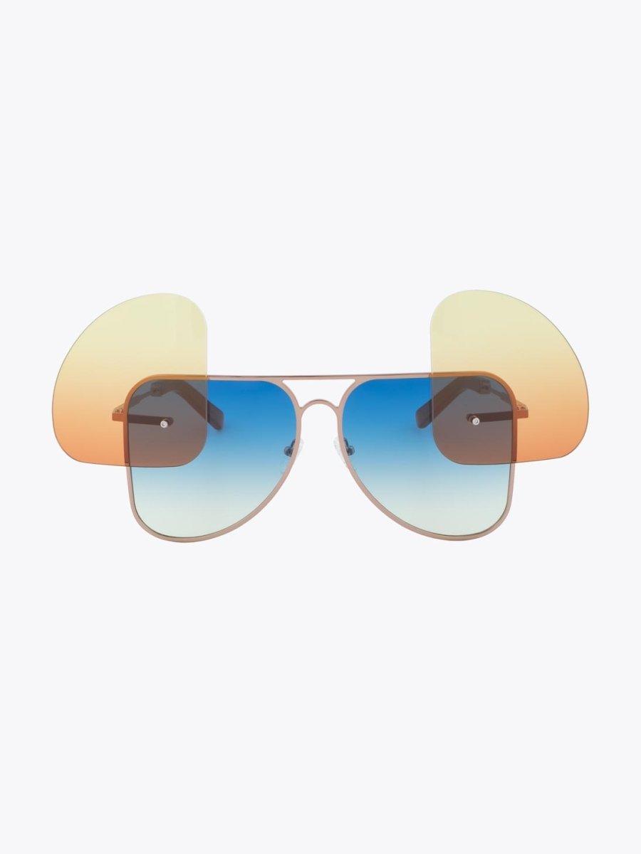 Fakbyfak X Manish Arora Gold/Blue/Brown Sunglasses - APODEP.com