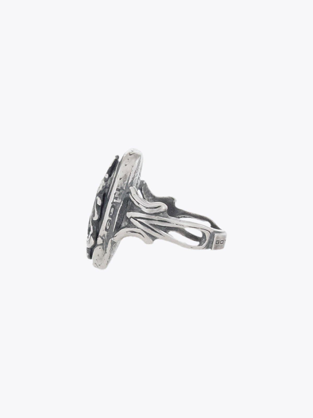 GOTI AN512 Oxidised Silver Signet Ring - APODEP.com