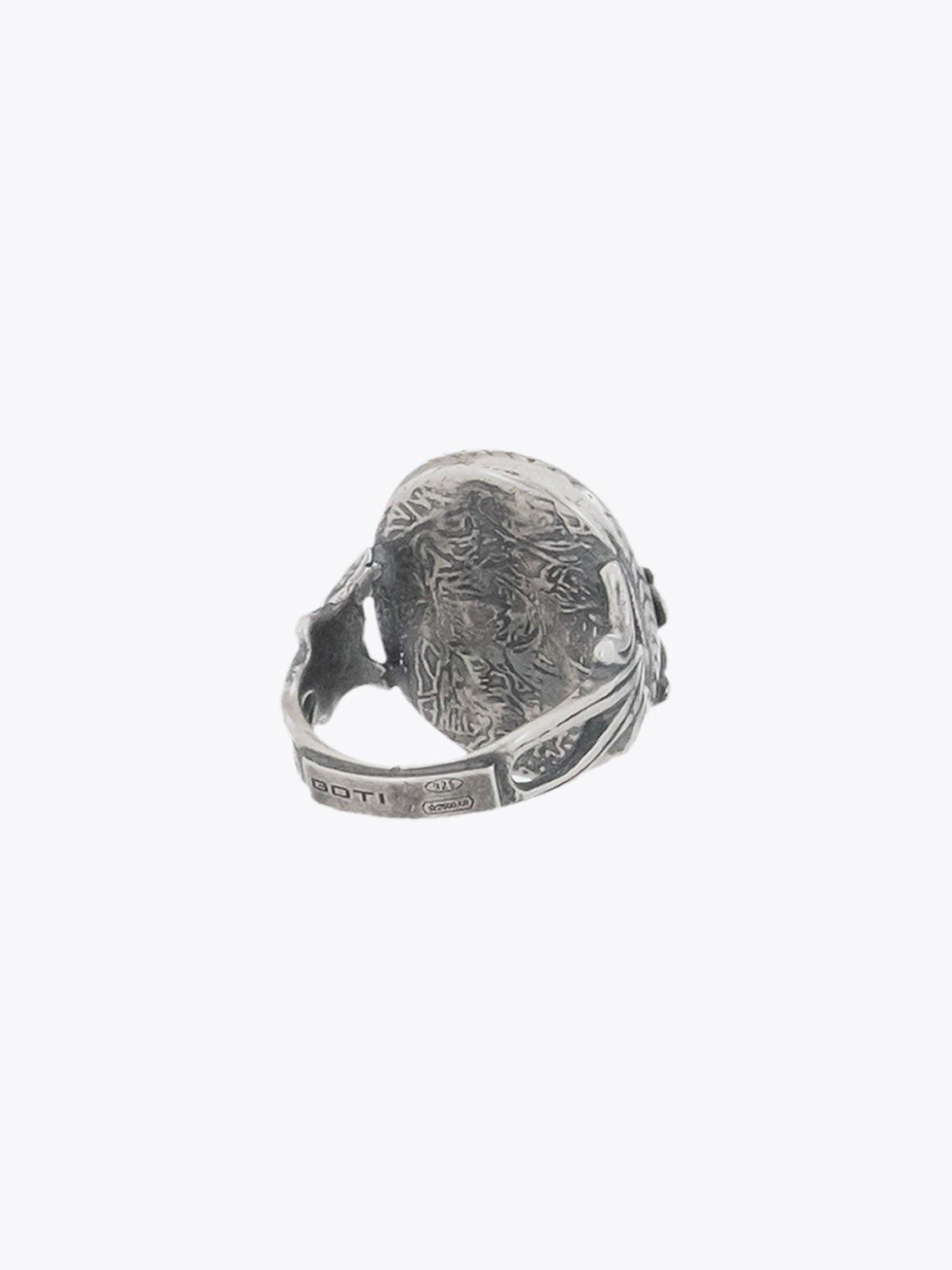 GOTI AN512 Oxidised Silver Signet Ring - APODEP.com