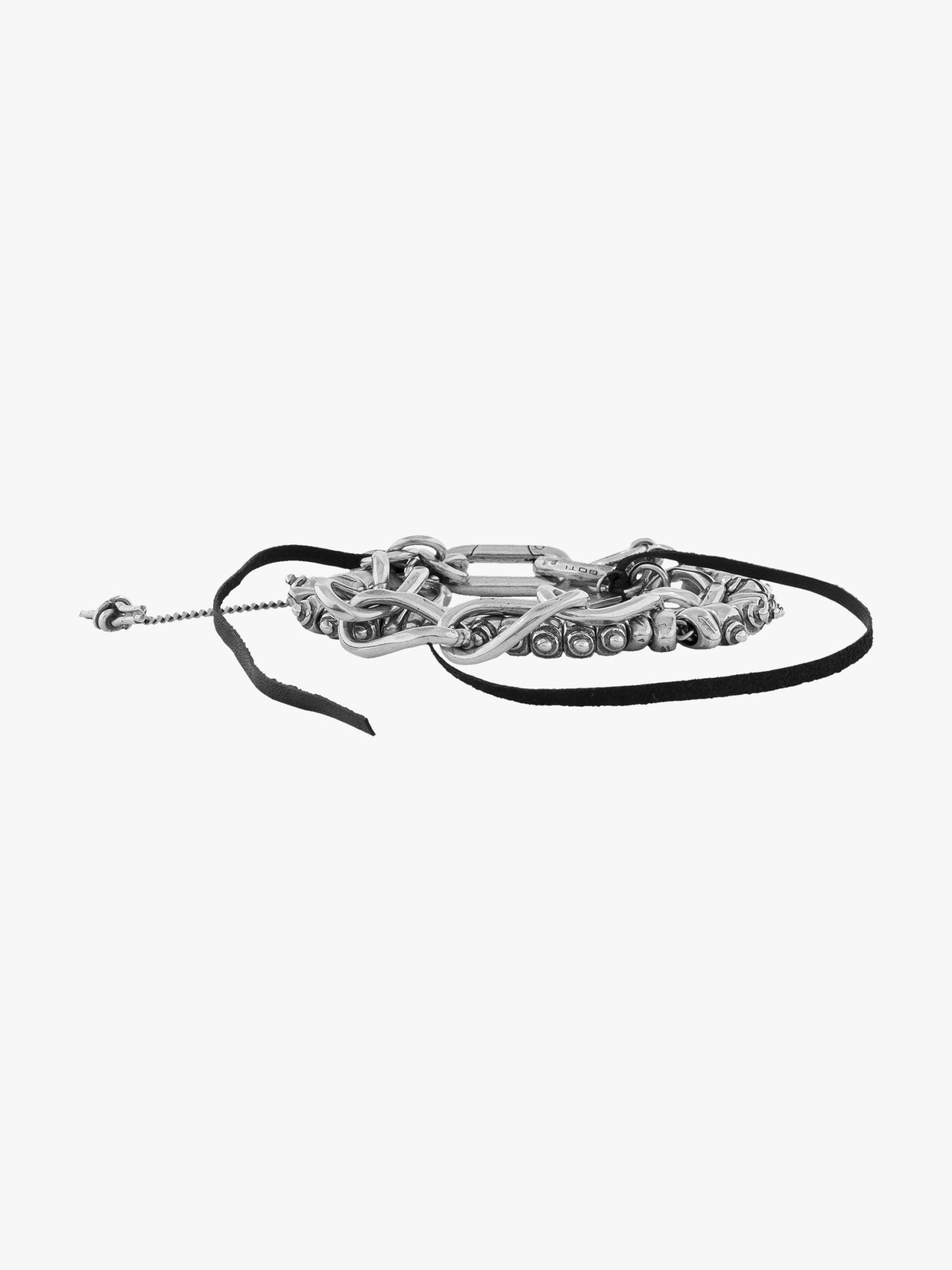 GOTI BR1154 Oxidised Silver/Leather Bracelet - APODEP.com