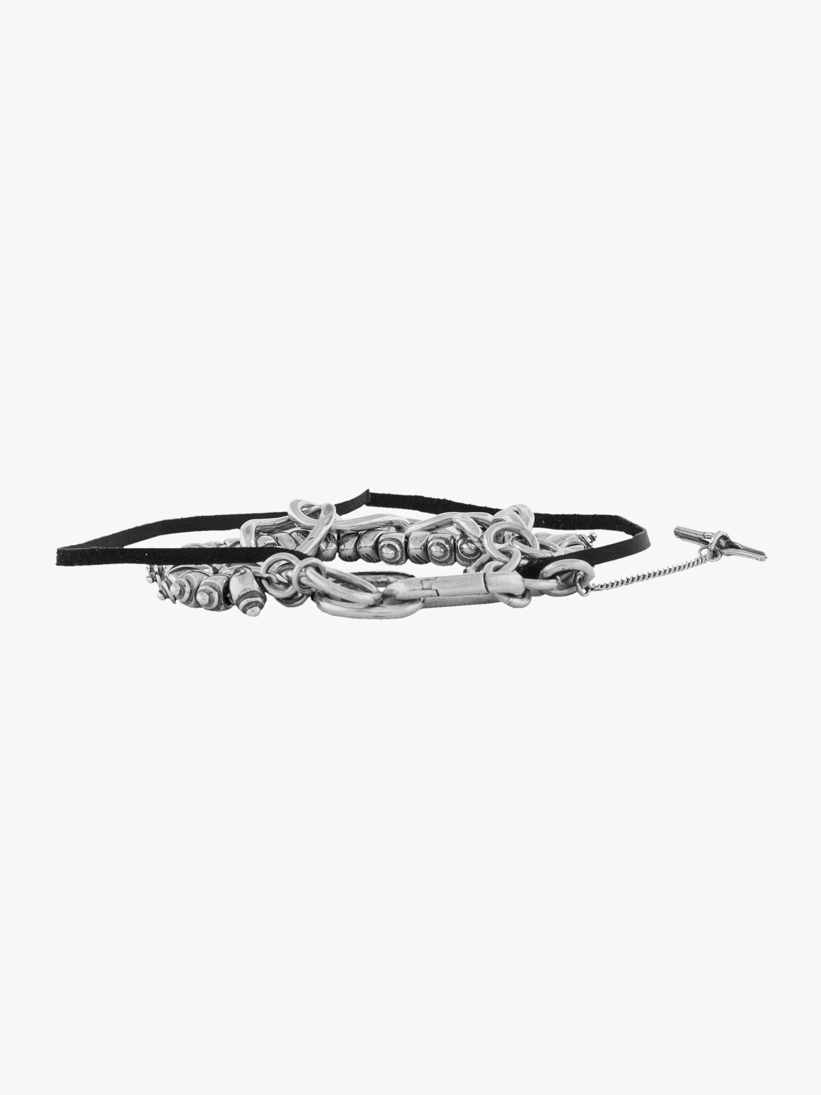 GOTI BR1154 Oxidised Silver/Leather Bracelet - APODEP.com