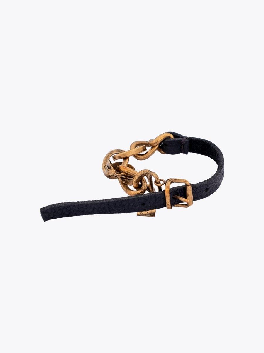 GOTI BR2043 Gold-Plated Silver/Leather Bracelet - APODEP.com