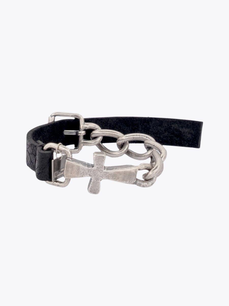 GOTI BR506 Oxidised Silver/Leather Bracelet - APODEP.com