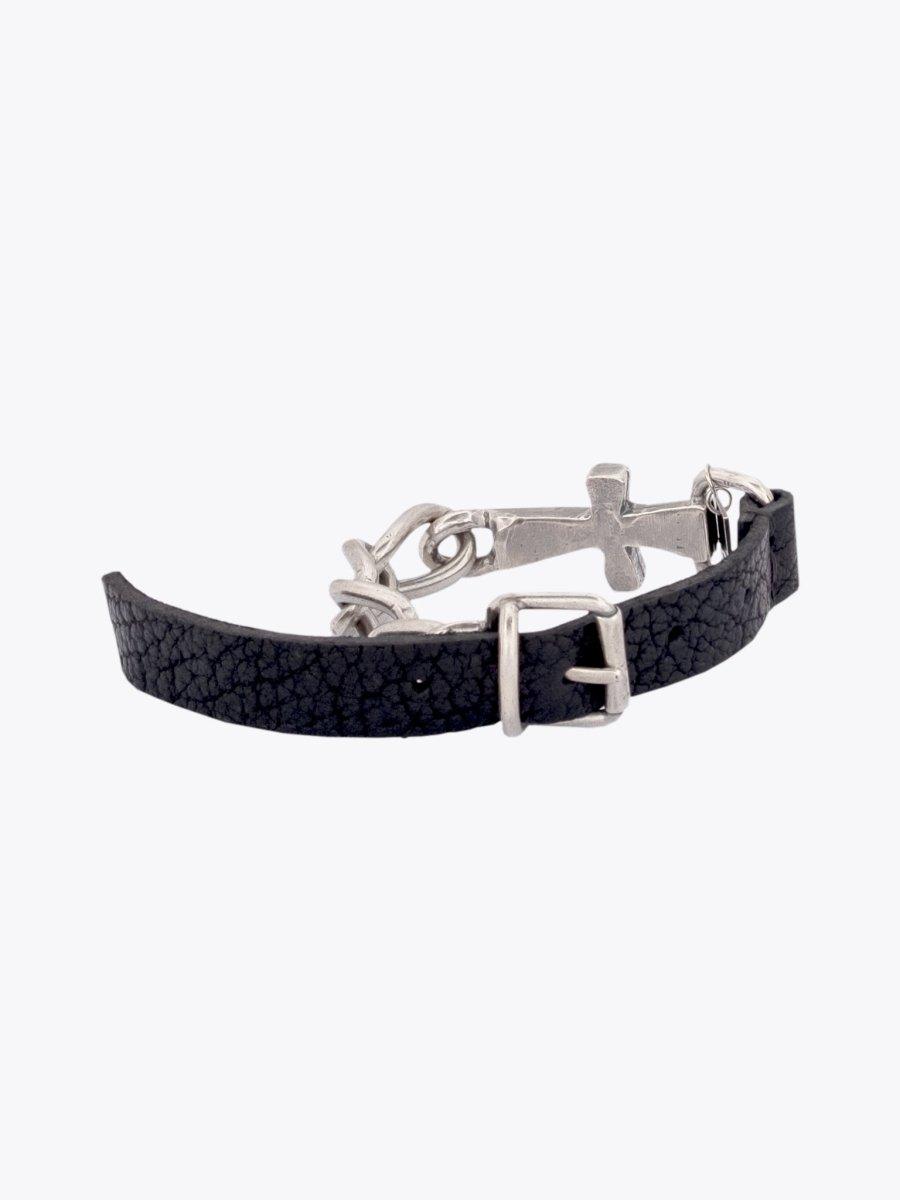 GOTI BR506 Oxidised Silver/Leather Bracelet - APODEP.com