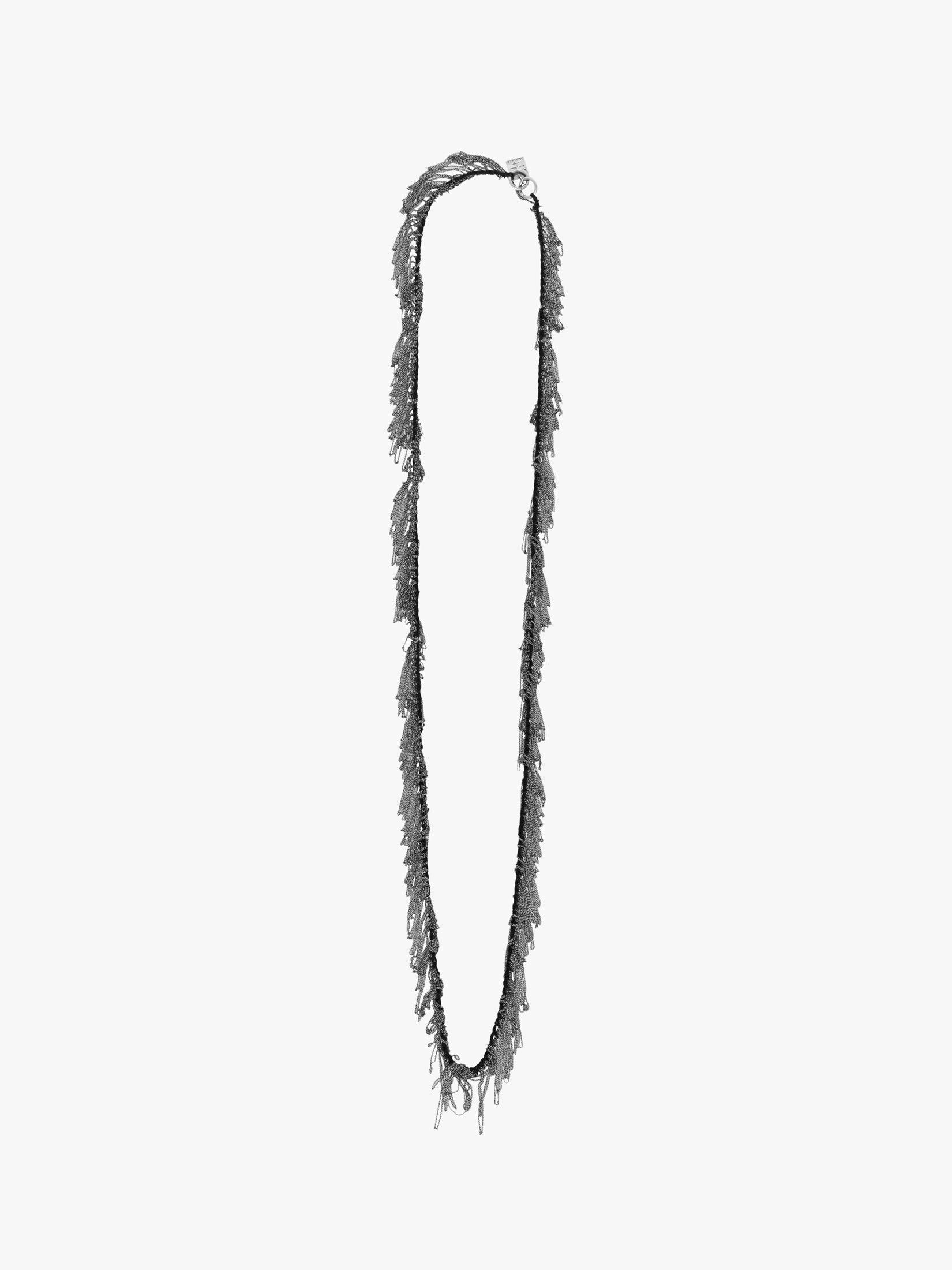 GOTI CN1171W Oxidised Silver/Cotton Necklace - APODEP.com