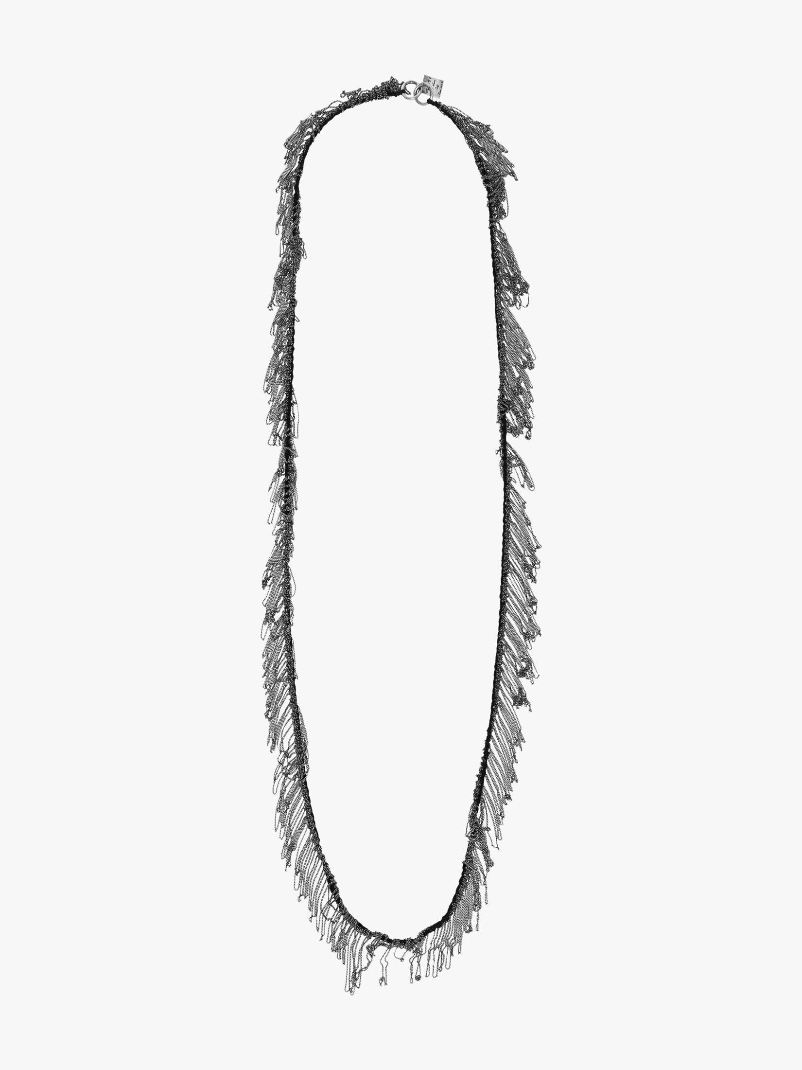 GOTI CN1171W Oxidised Silver/Cotton Necklace - APODEP.com