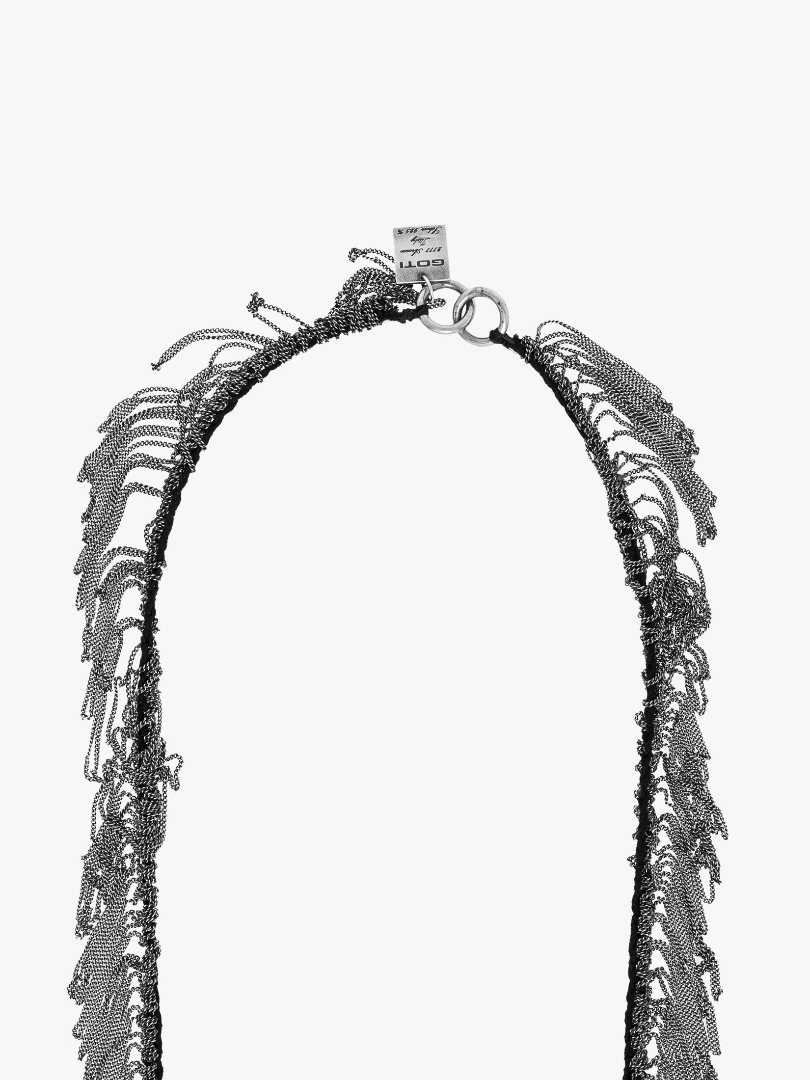 GOTI CN1171W Oxidised Silver/Cotton Necklace - APODEP.com