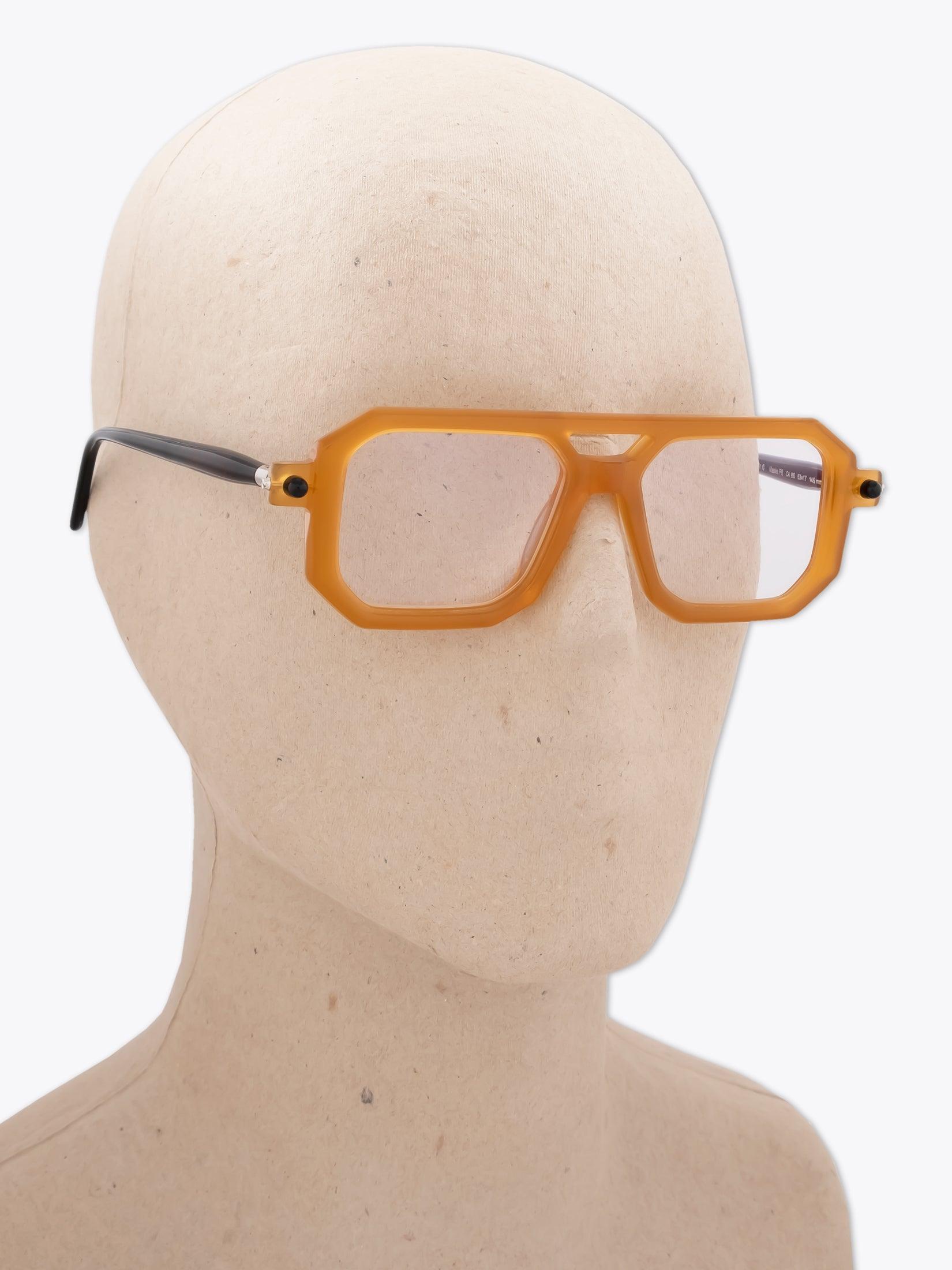 KUBORAUM Mask P8 — Eyeglasses — Caramel worn on mannequin three-quarter view