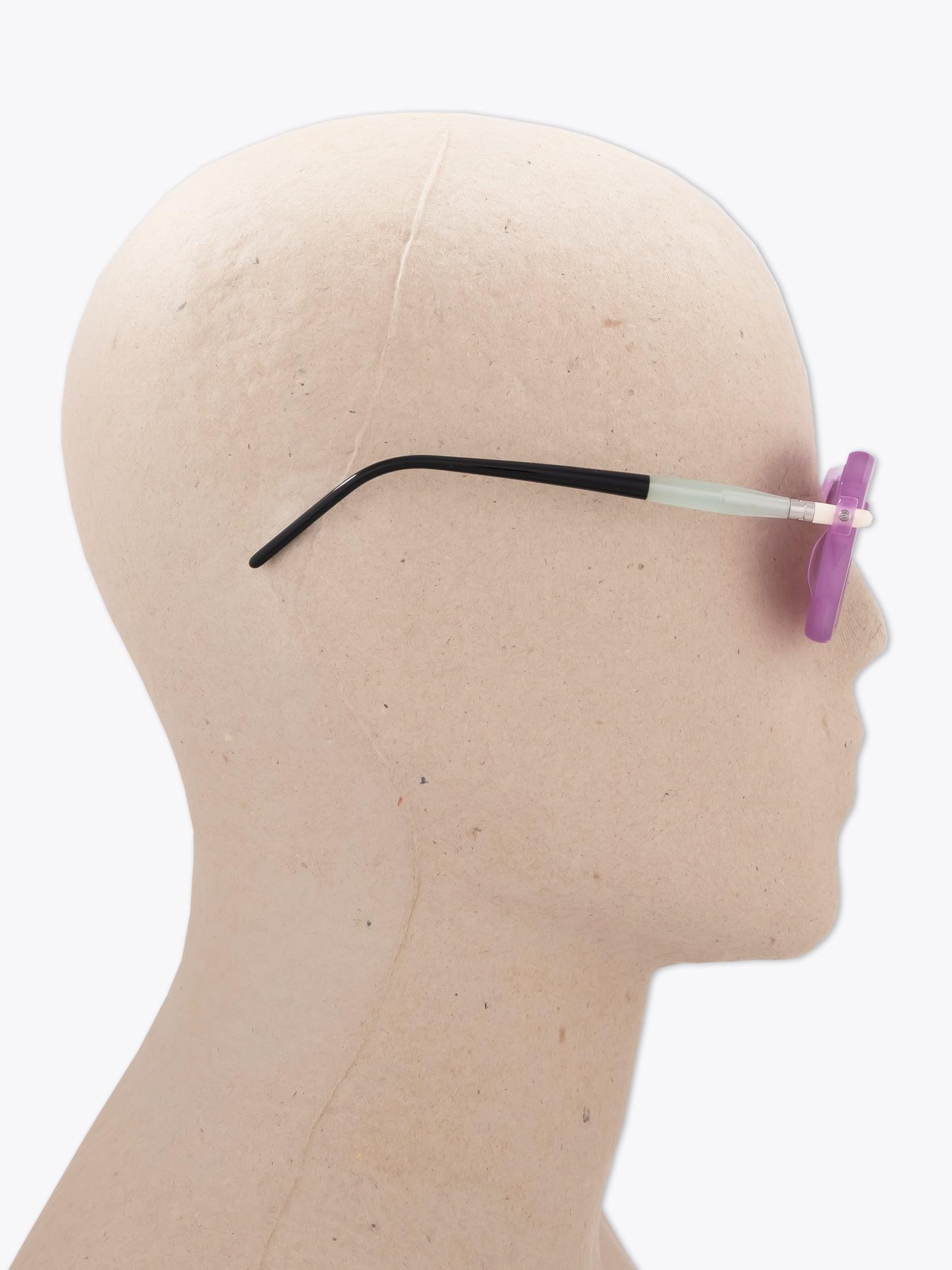 KUBORAUM Mask P8 — Sunglasses — Cyclamen worn on mannequin side view