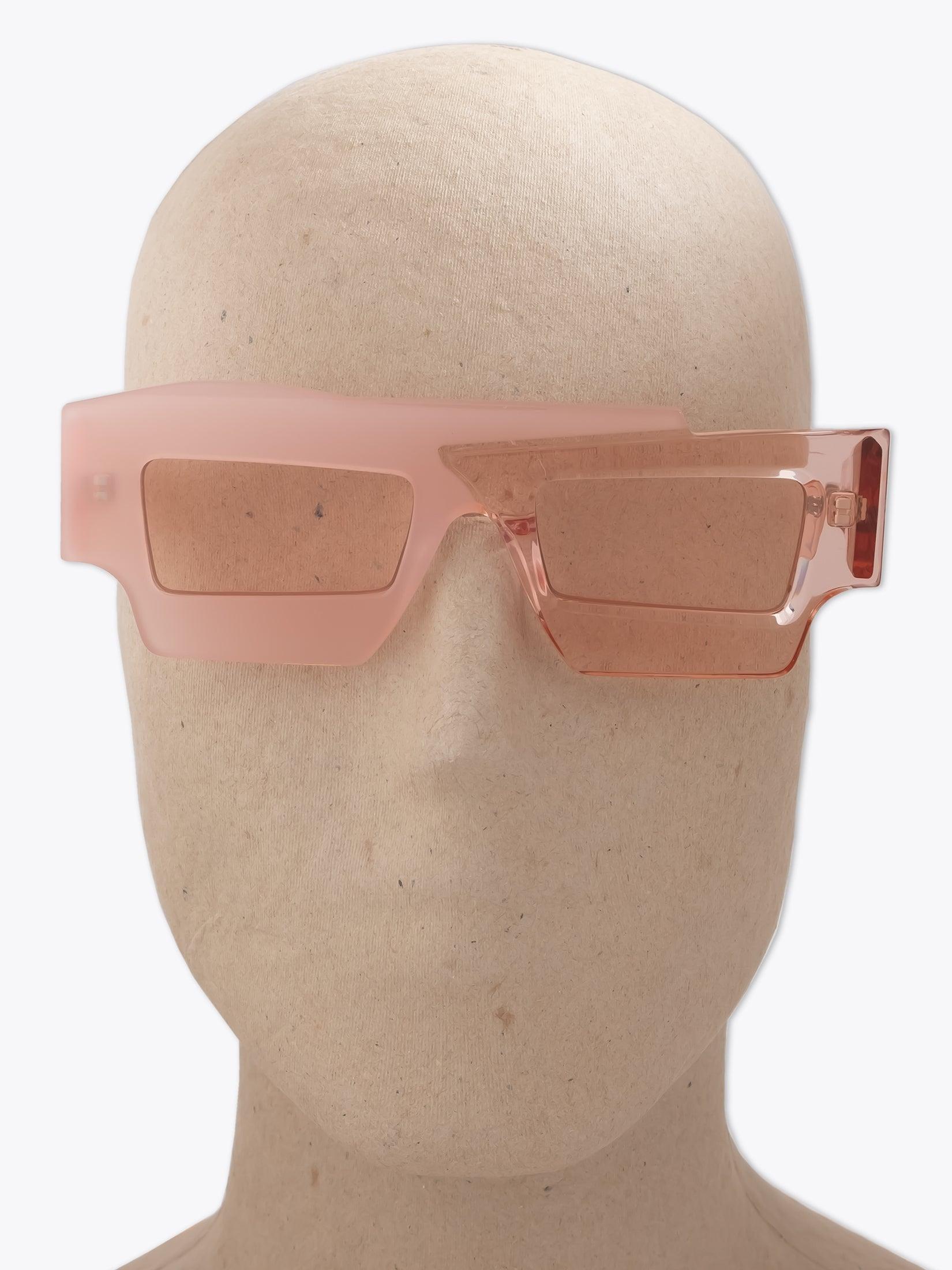 KUBORAUM Mask X12 — Sunglasses — Pink worn on mannequin front view