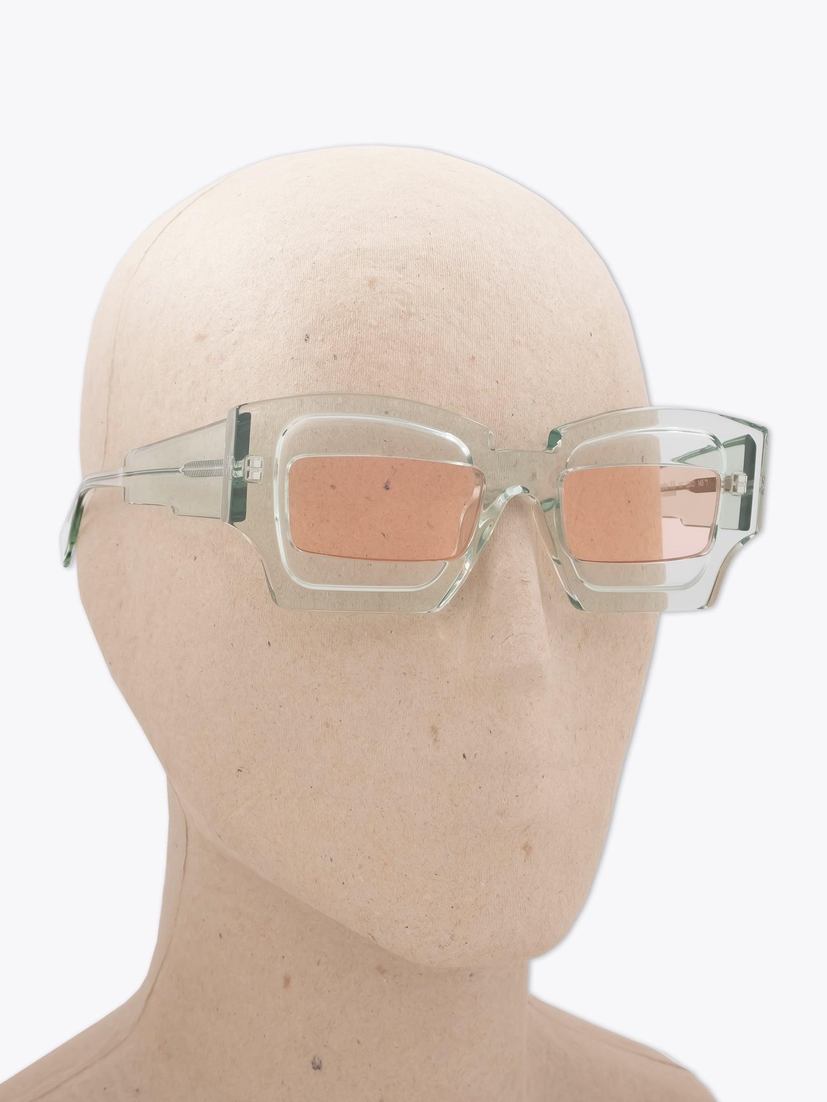 KUBORAUM Mask X6 — Sunglasses — Crystal Mint worn on mannequin three-quarter right view