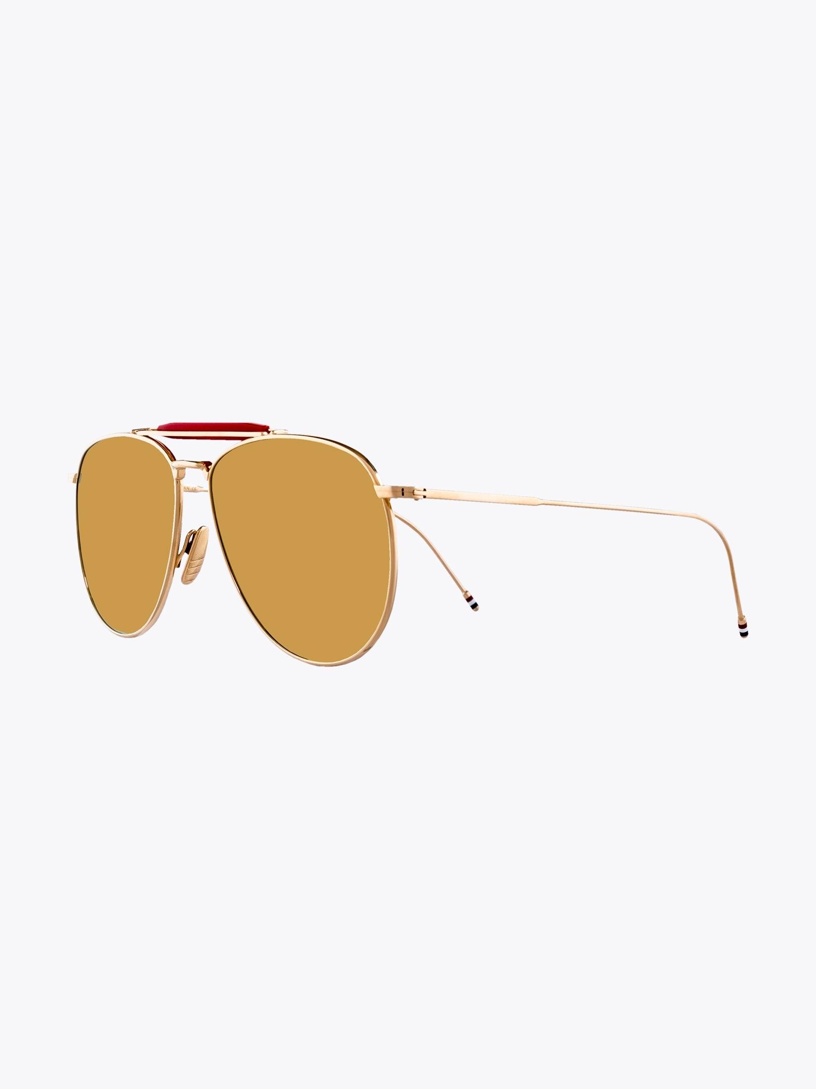 THOM BROWNE EYEWEAR TB-015 Gold Sunglasses - APODEP.com