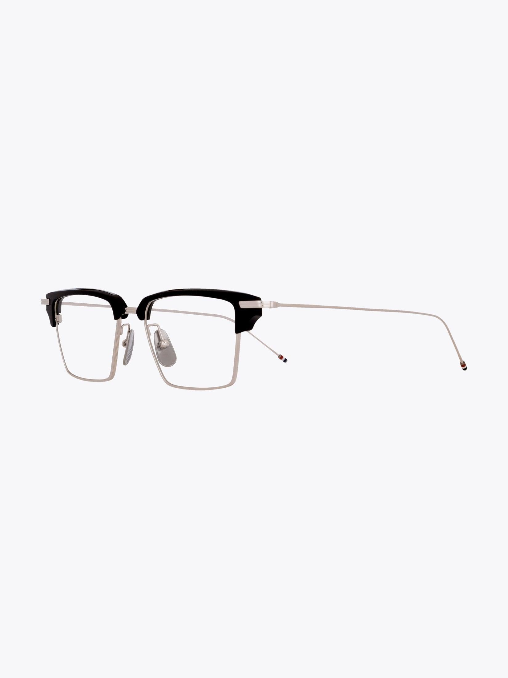 THOM BROWNE EYEWEAR TB-422 Silver/Navy Eyeglasses - APODEP.com