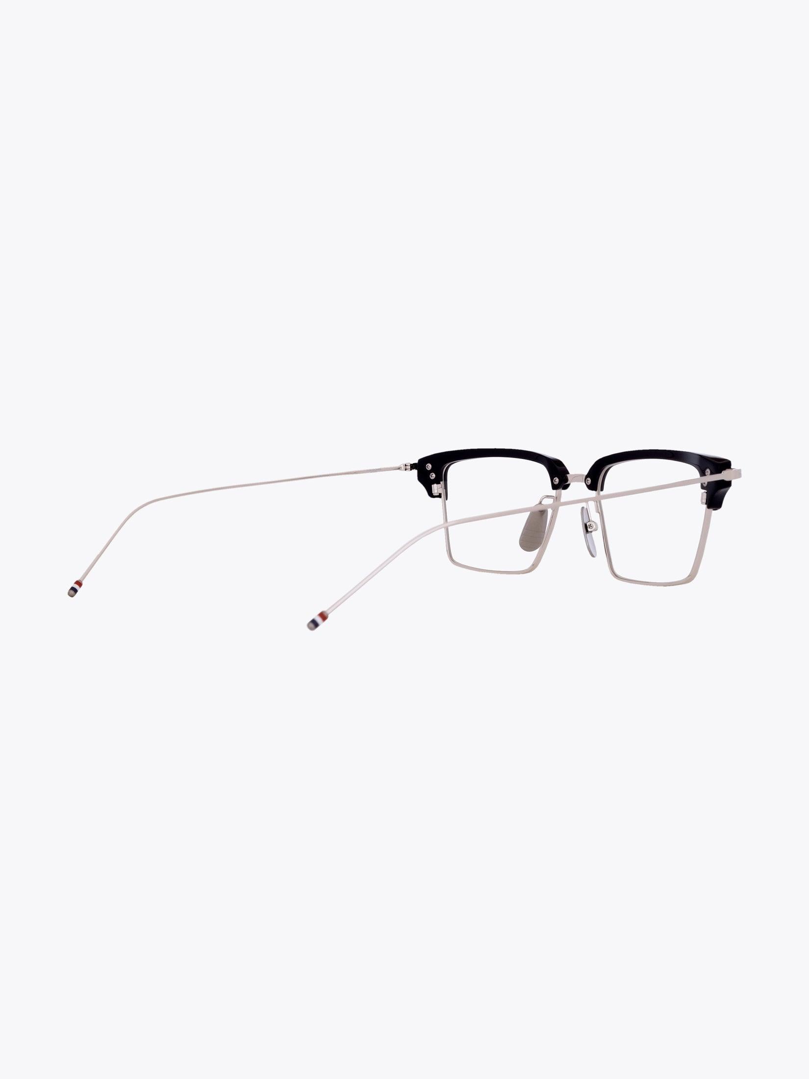 THOM BROWNE EYEWEAR TB-422 Silver/Navy Eyeglasses - APODEP.com