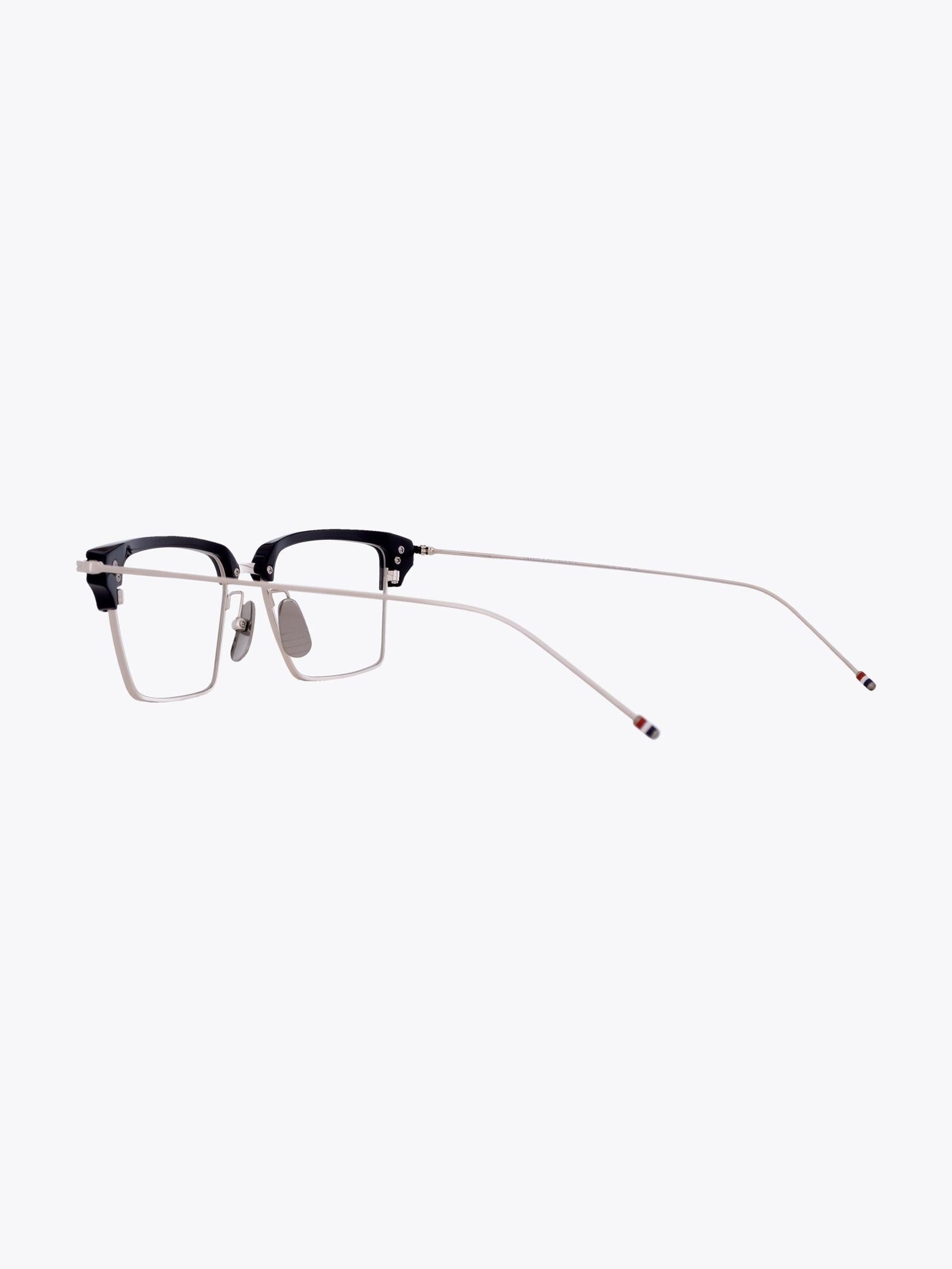 THOM BROWNE EYEWEAR TB-422 Silver/Navy Eyeglasses - APODEP.com